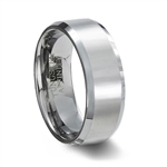 Polished Finish Tungsten Carbide Wedding Band & Polished Beveled Edge