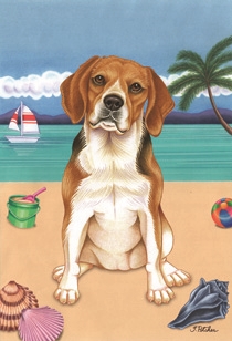 Beagle on the Beach Flag SaltyPaws.com