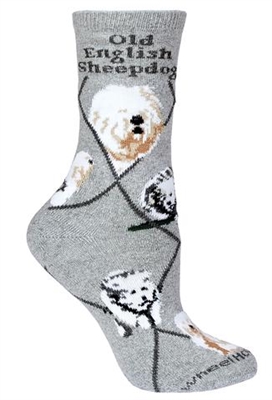 Old English SheepdogNovelty Socks SaltyPaws.com
