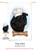 Pug Black Flour Sack Kitchen Towel