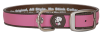 Waterproof Solid Rubber Dog Collar "Pink and Brown"