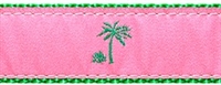 Palm Tree Pink and Green Ribbon Dog Collar SaltyPaws.com
