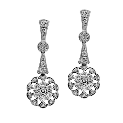 Art Deco Inspired Multi-Diamond Floral Drop