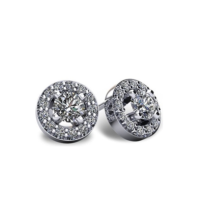 1ctw. Round Brilliant Diamond Halo Stud Earrings