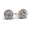 1/3ctw. Mini "Angel" Halo Diamond Stud Earrings in Pink Gold