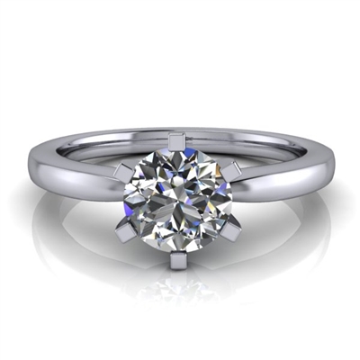 Six Prong Round Edge Solitaire Engagement Ring Â¾ct.