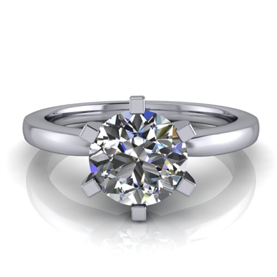 Six Prong Round Edge Solitaire Engagement Ring 1ct.
