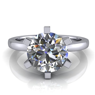 Six Prong Round Edge Solitaire Engagement Ring 1Â¾ct.