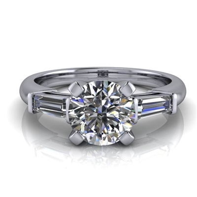 Tapered Baguette Round Brilliant Engagement Ring 1ct.