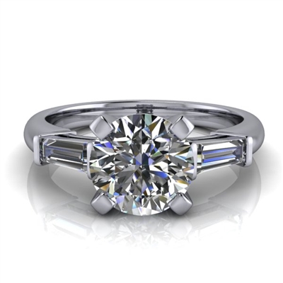 Tapered Baguette Round Brilliant Engagement Ring 1Â¼ct.