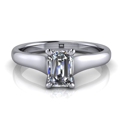Graduated Trellis Emerald Cut Solitaire Engagement Ring Â½ct.