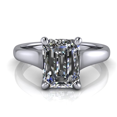 Graduated Trellis Emerald Cut Solitaire Engagement Ring 1Â½ct.