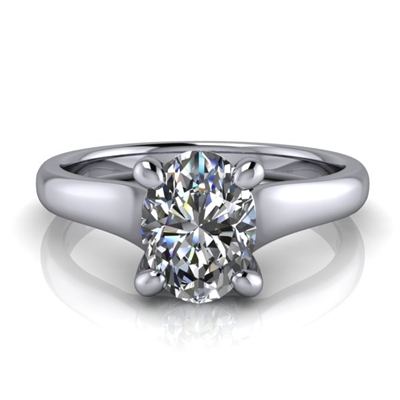 Graduated Trellis Oval Cut Solitaire Engagement Ring 1ct.