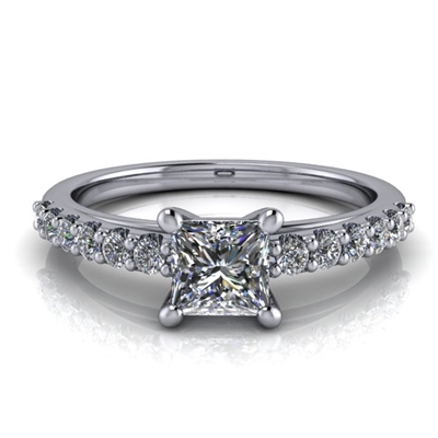 Princess Cut Classic Shared Prong Engagement Ring Â½ct.