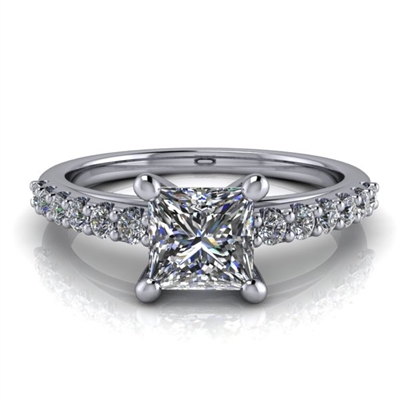 Princess Cut Classic Shared Prong Engagement Ring Â¾ct.