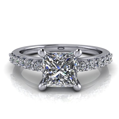 Princess Cut Classic Shared Prong Engagement Ring 1ct.