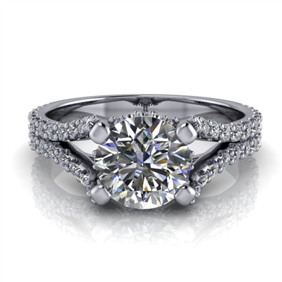 Diamond Wishbone Split Shank Engagement Ring 1ct.