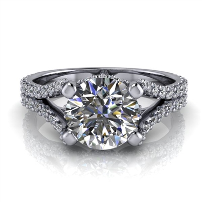 Diamond Wishbone Split Shank Engagement Ring 1Â¼ct.