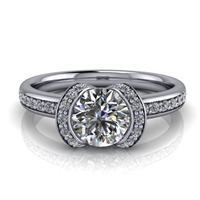 Modern Ribbon Halo Engagement Ring Â¾ct.