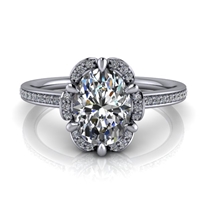 Floral Halo Oval Diamond Engagement Ring 1ct.