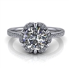 Floral Halo Round Brilliant Engagement Ring 1ct.