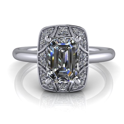 Vintage Art Deco Inspired Emerald Cut Engagement Ring 1ct.