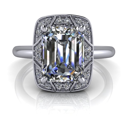 Vintage Art Deco Inspired Emerald Cut Engagement Ring 2ct.