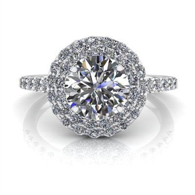 Double Angel Halo Round Brilliant Engagement Ring 1ct.