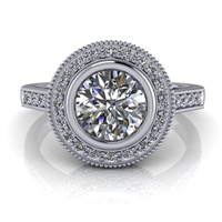 Julia Bezel Set Halo Engagement Ring .75ct.