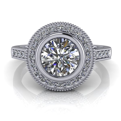 Julia Bezel Set Halo Engagement Ring .75ct.