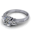 Three Stone Engagement Ring with Diamond and Milgrain Accents 1ct.