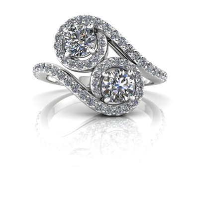 Kaitlyn Two Stone Halo Diamond Ring