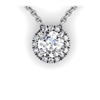Round Brilliant Diamond Halo Necklace 7/8ctw.