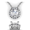 Round Brilliant Diamond Halo Necklace with Filigree 3/8ctw.