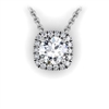 Cushion Shape Diamond Halo Necklace 3/4ctw.