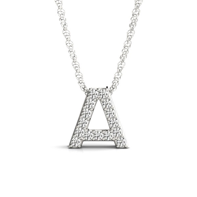 14k Petite Diamond Initial Pendant