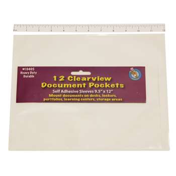 Clear View Self-Adhesive 12/Pk Document Pocket (9 1/2" X 12") By Ashley Productions