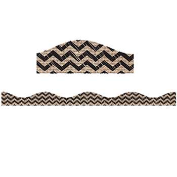 Black Scribble Chevron Burlap Magnetic Border, ASH20004