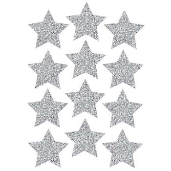 Die Cut Magnets 3&quot; Silver Sparkle Stars, ASH30401