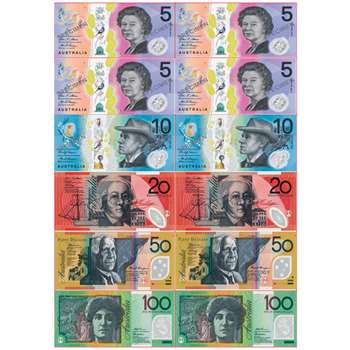 Foam Australian Bills 12 Pcs Manipulatives, ASH40028