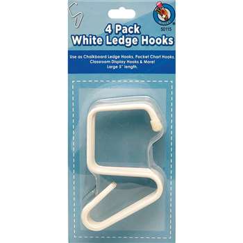 Classroom Ledge Hooks 4 Pack White, ASH50115