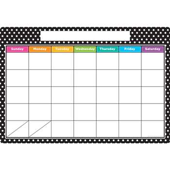 Smart Black White Plka Dots Calendr Dry-Erase Surf, ASH91033