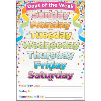 Smart Confetti Days The Week Chart Dry-Erase Surfa, ASH91038