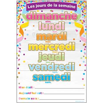 Chart French Days Of The Week Dry-Erase Surface, ASH93004
