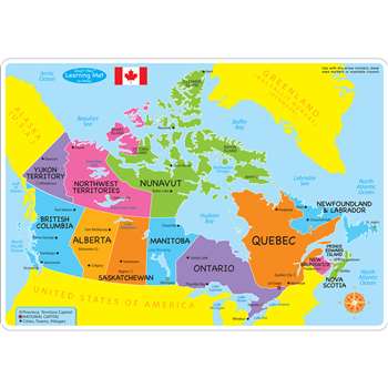 Canadian Map Learning Mat 2 Sided Write On Wipe Of, ASH95004