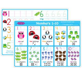 Numbers 1-10 Learning Mat 2 Sided Write On Wipe Of, ASH95023