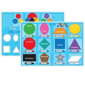10Pk Colors And Shapes Learning Mat 2 Sided Write , ASH95622