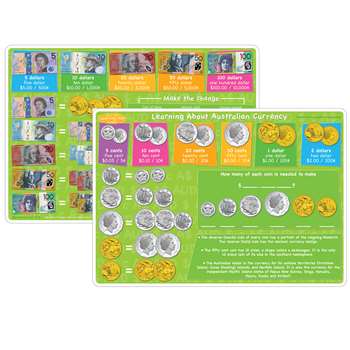 10Pk Australian Money Learning Mat 2 Sided Write O, ASH95630