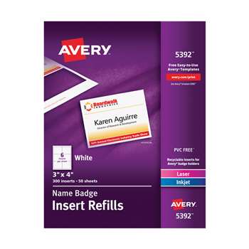 Avery Name Badge Inserts, AVE05392