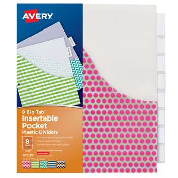 Avery Big Tab 8 Tab Pocket Insertable Plastic Divi, AVE07709
